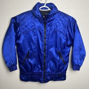 White Stag Ski Wear Women's Ski Jacket Blue Quilted Pattern Size Small